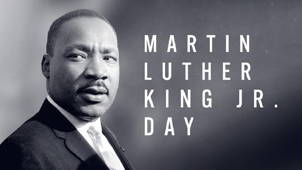 Image of Martin Luther King Jr. with the his name on the side.