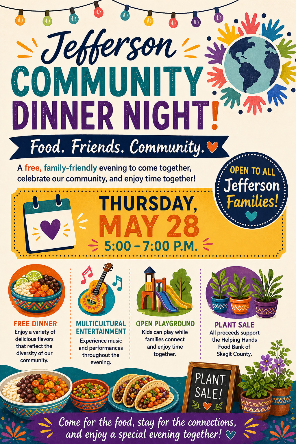 English flyer for Community Event on May 27th.
