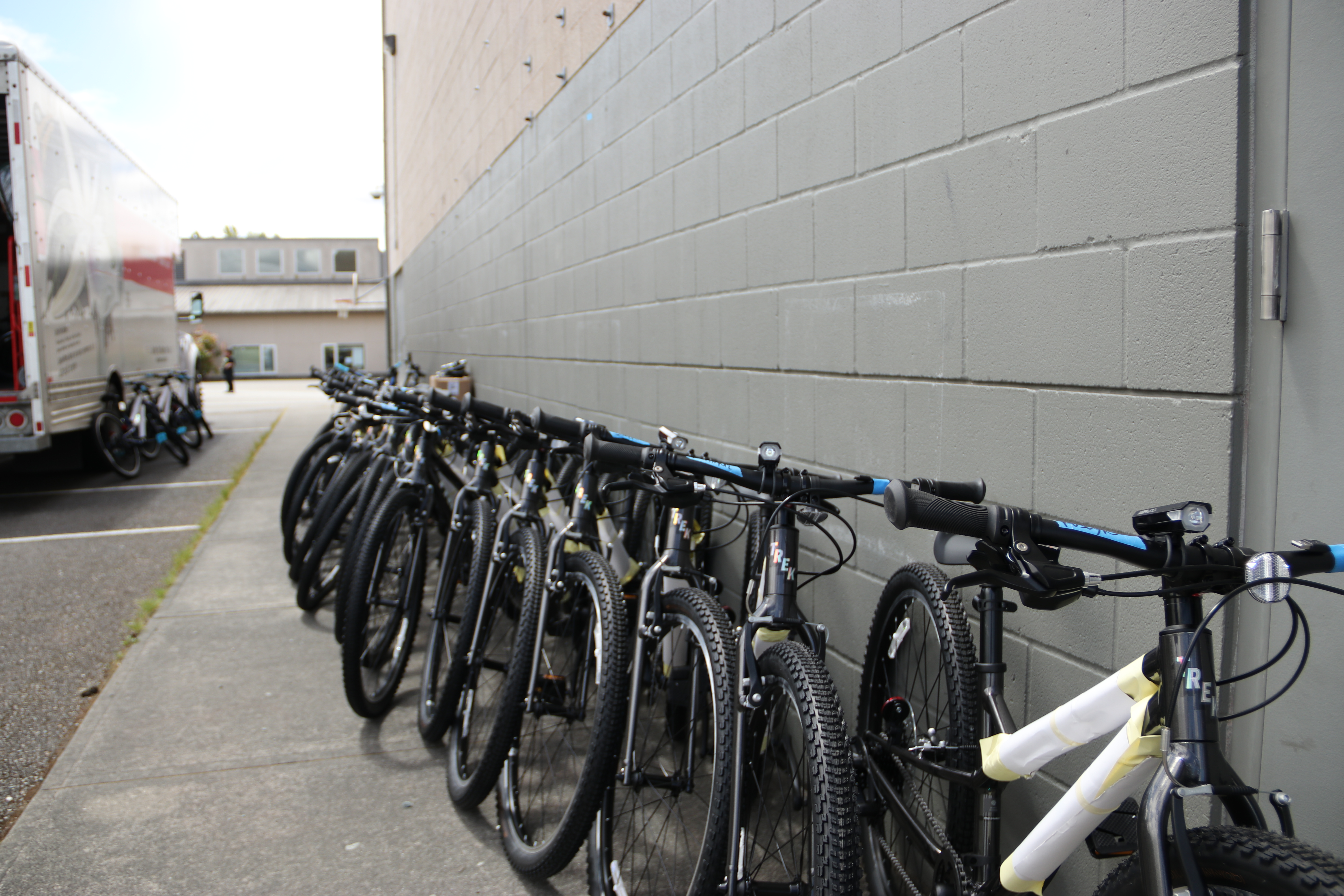 Students on bikes