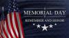 Image of American flag on the left side with the words "Memorial Day Remember and Honor" on the right side with stars around the words.