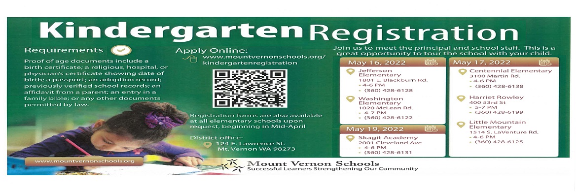 Flyer for Kindergarten Registration 22-23