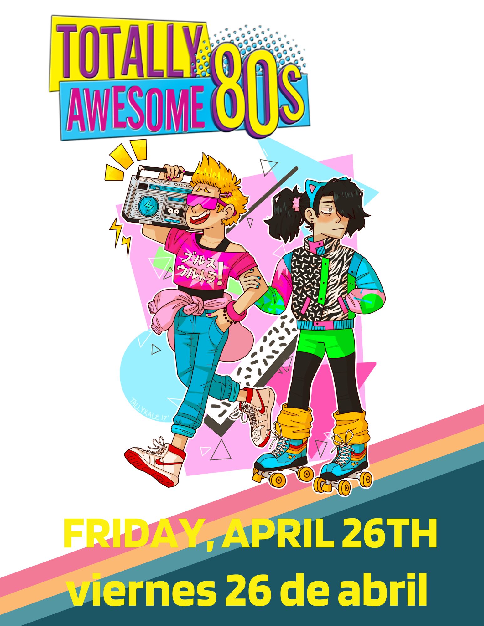 Flyer announcing 80's Spirit Day for April 26th.