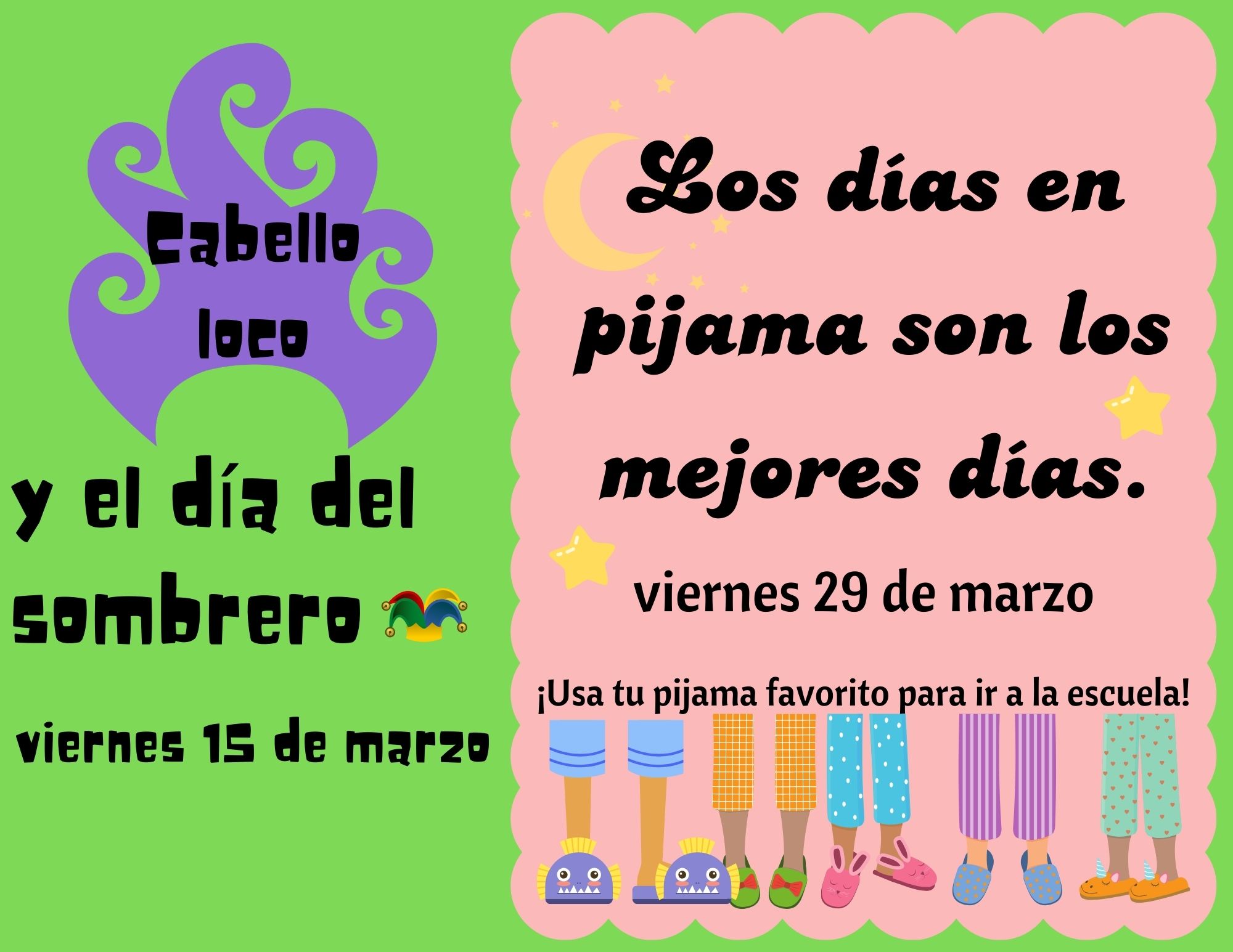 Spanish flyer for March Spirit Days.