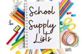 Image of a notebook with the words "School Supply List" written on it with pencils and school supplies around it.
