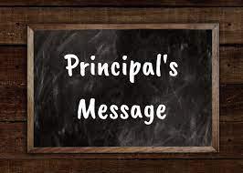 Chalkboard with the words "Principal's Message" in the middle.