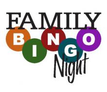 The words "Family Bingo Night" with Bingo being in colored circles.