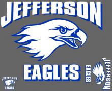 Image of an eagle head with the word Jefferson above and Eagles underneath the image.